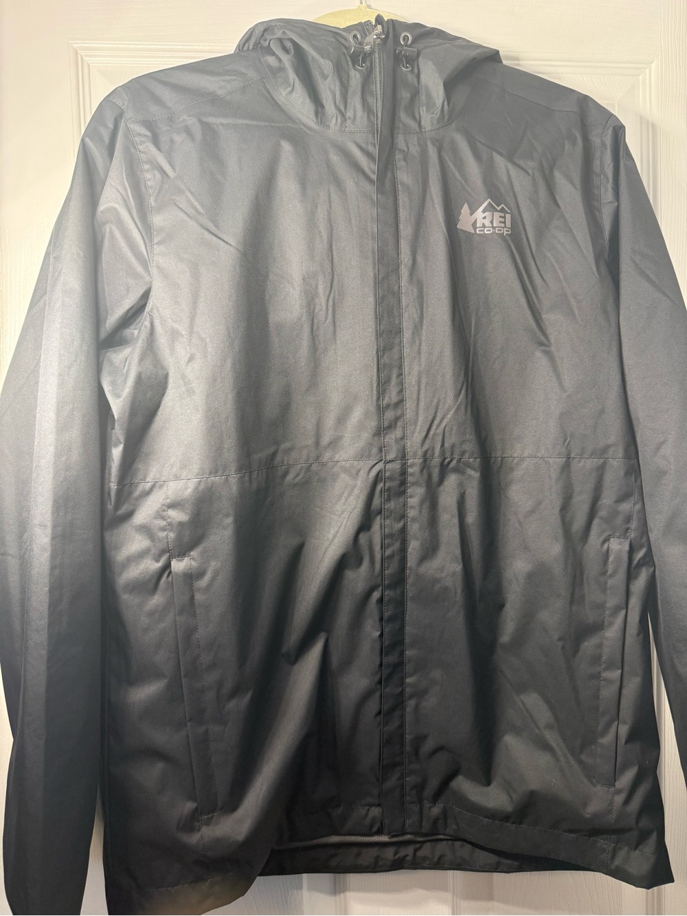 REI Black Hooded Raincoat with REI Logo